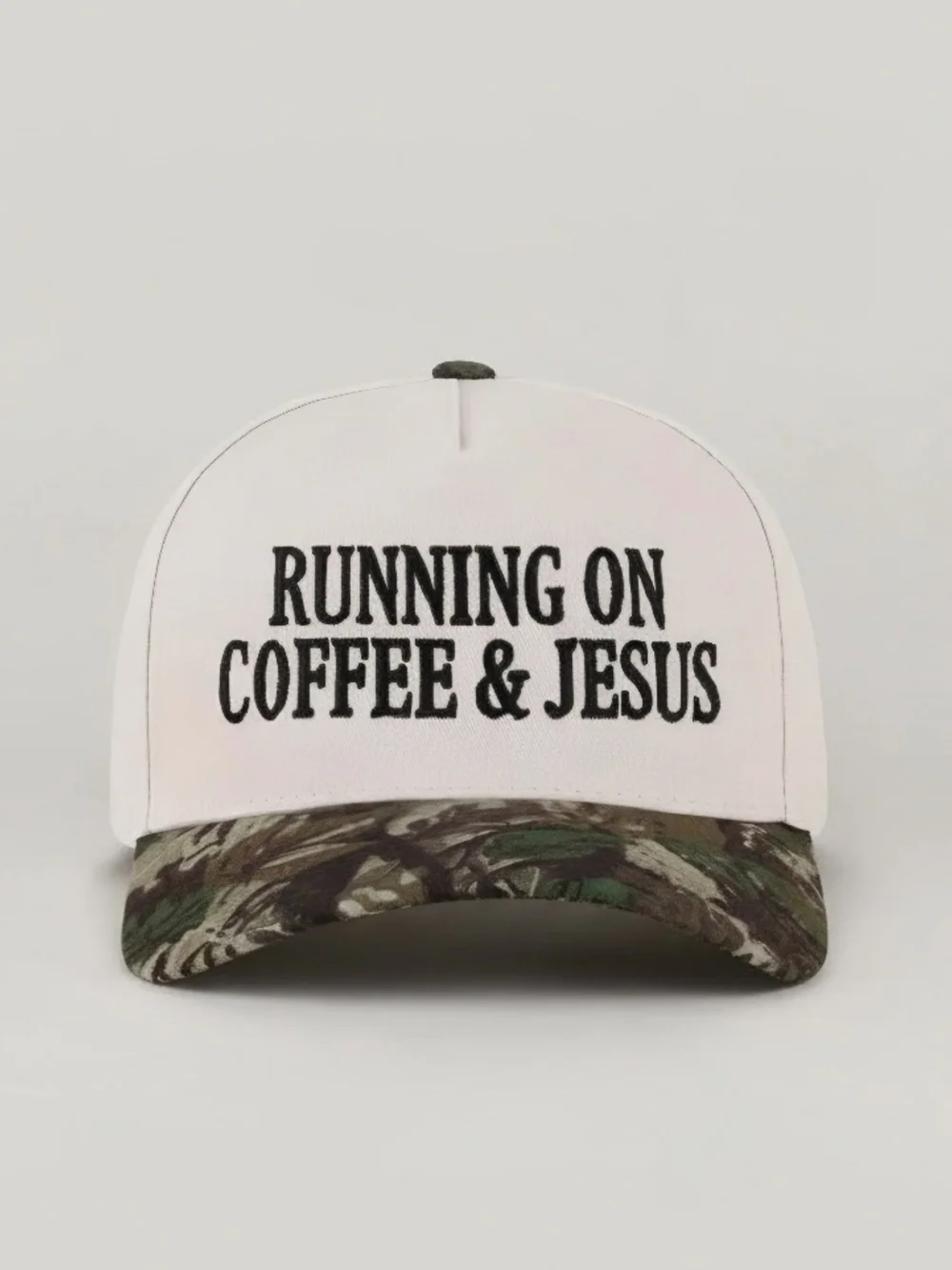 New! Running On Coffee & Jesus Camo Baseball Cap Hat